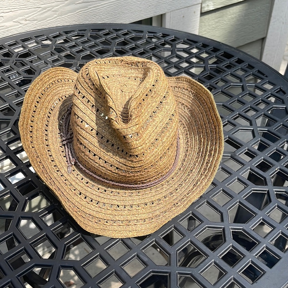 San Diego Hat Company cowboy sun hat brown tan paper polyester